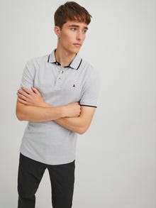 Jack & Jones Gładka Kołnierz koszulowy Koszula polo -Light Grey Melange - 12136668