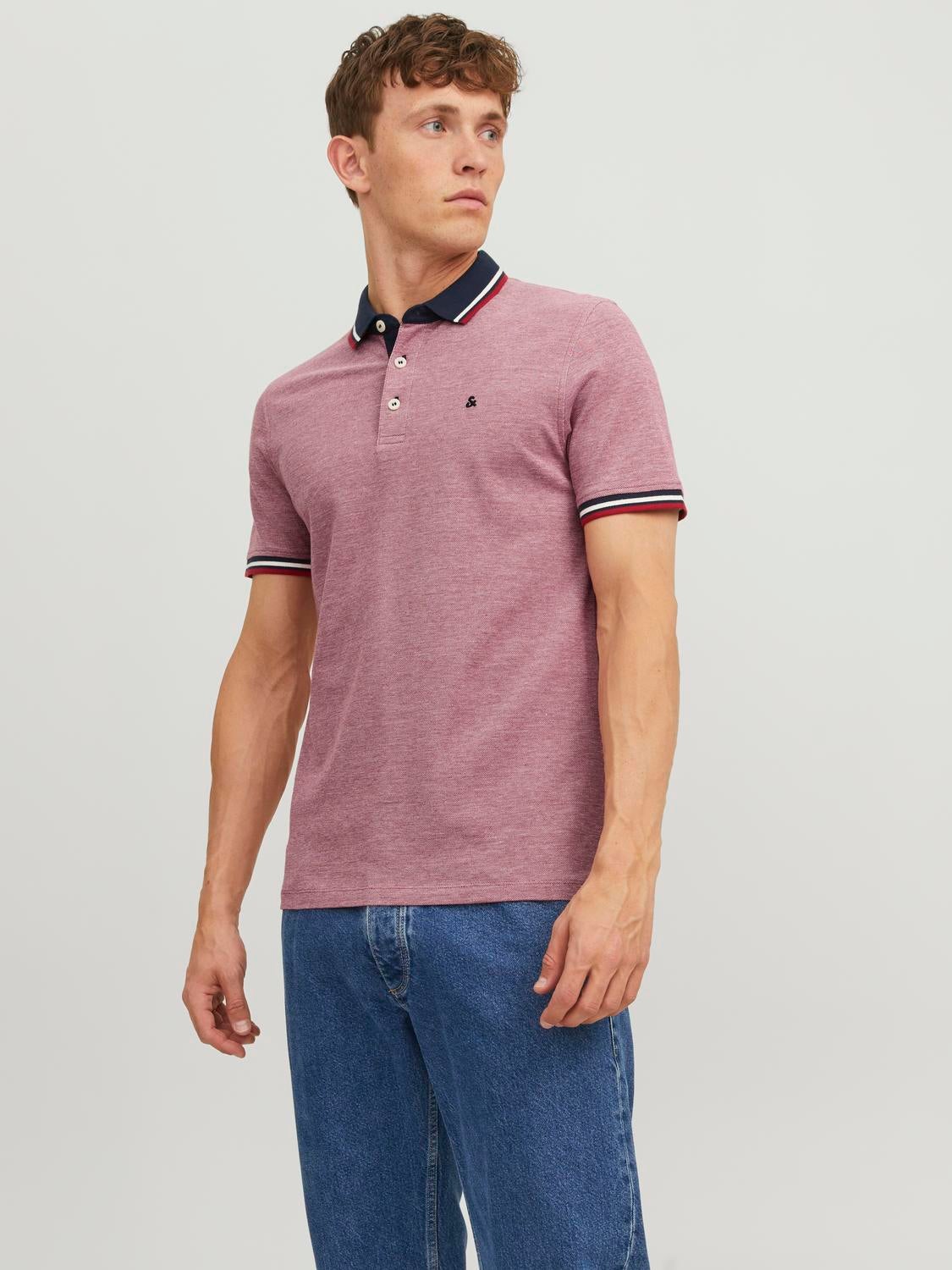 Plain Polo T shirt Light Rose Jack Jones