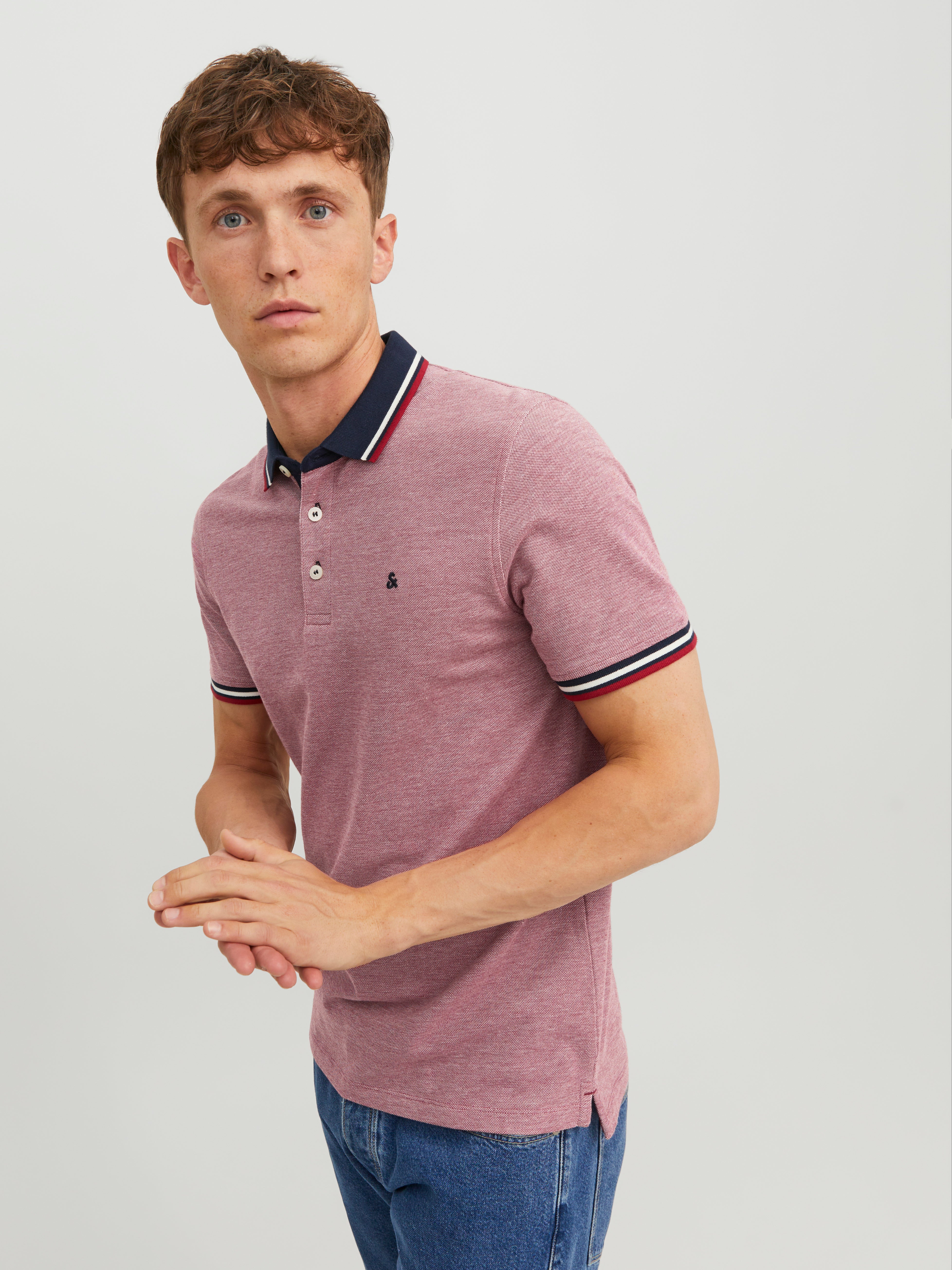 Jack & Jones Gładki Polo T-shirt -Rio Red - 12136668