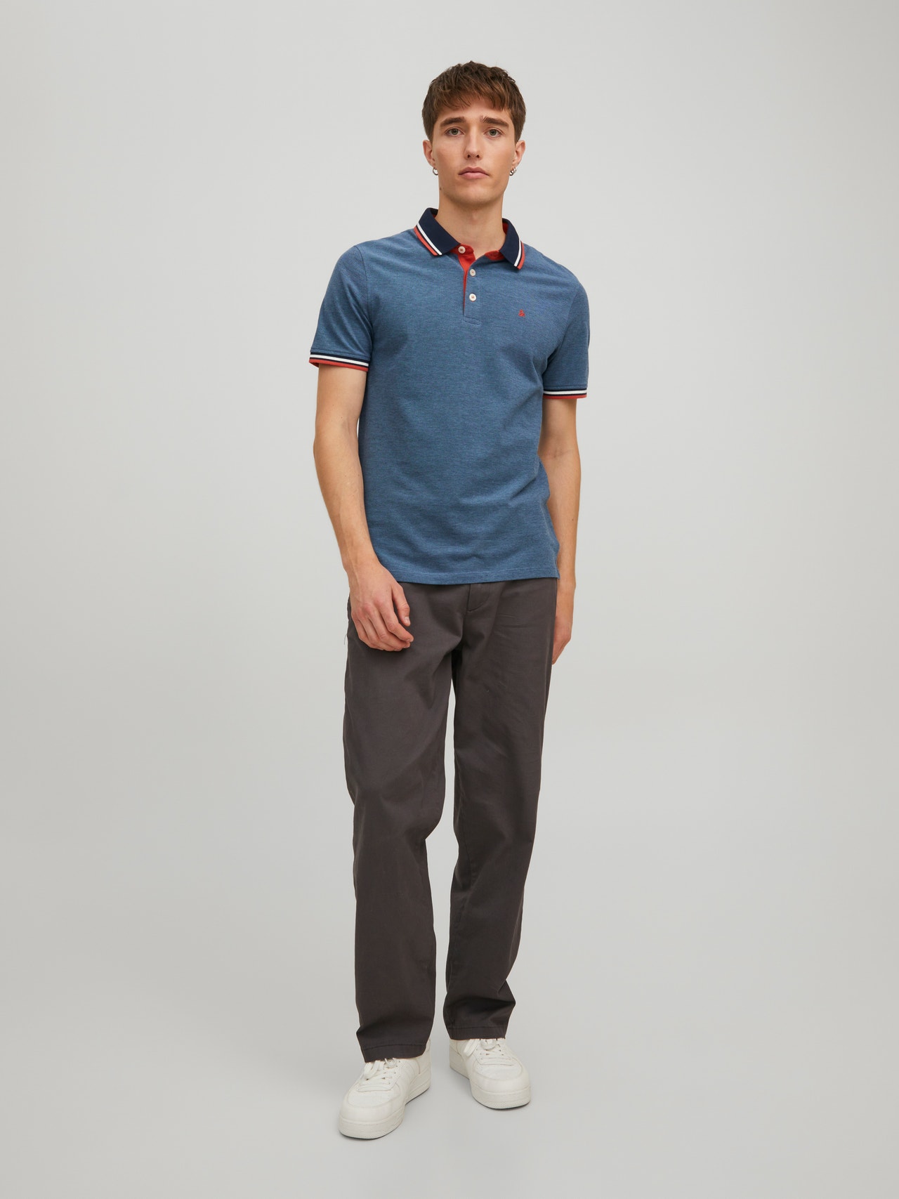Jack & Jones Einfarbig Polo T-shirt -Denim Blue - 12136668