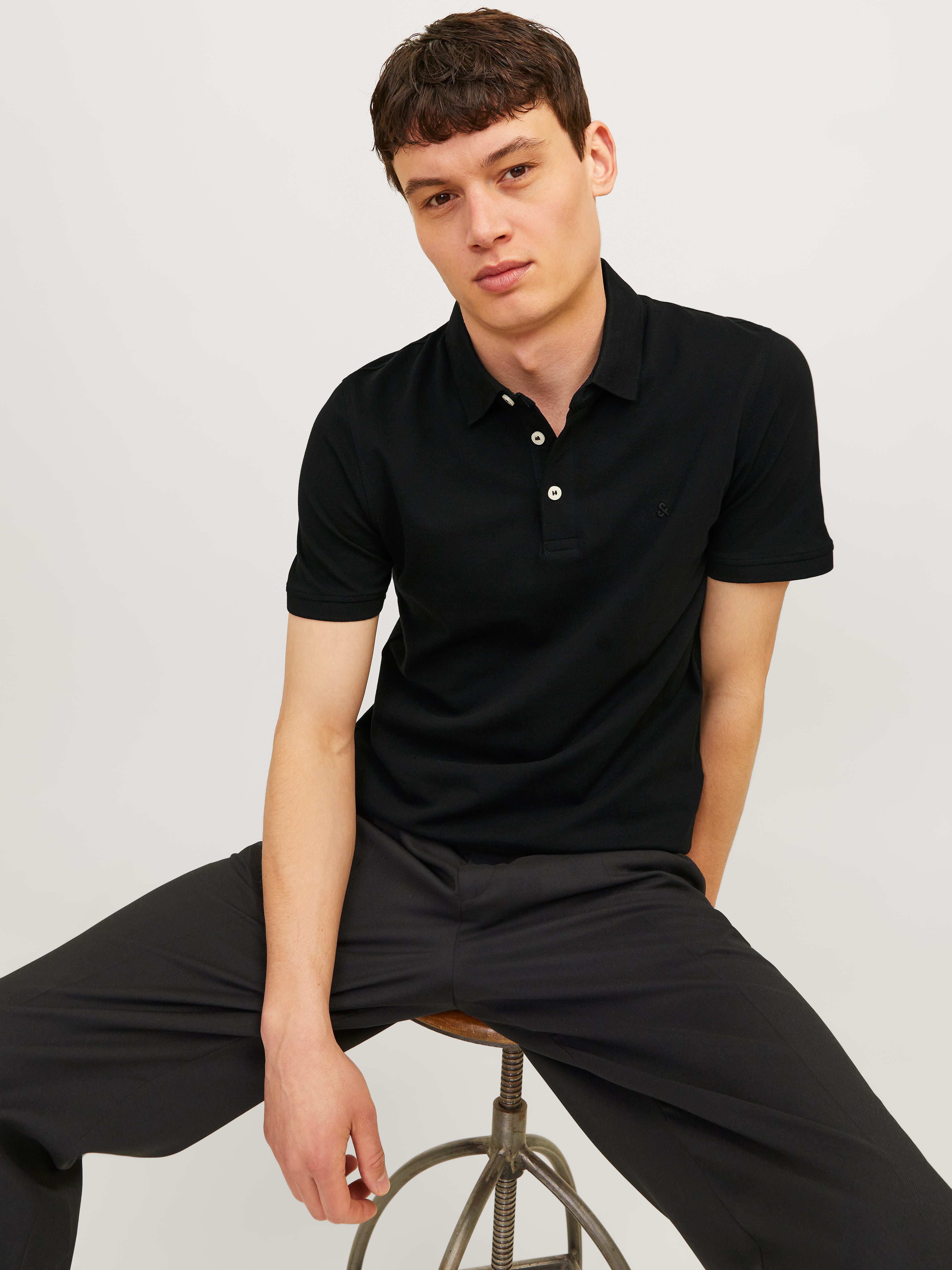 Jack & Jones Gładki Polo T-shirt -Black - 12136668