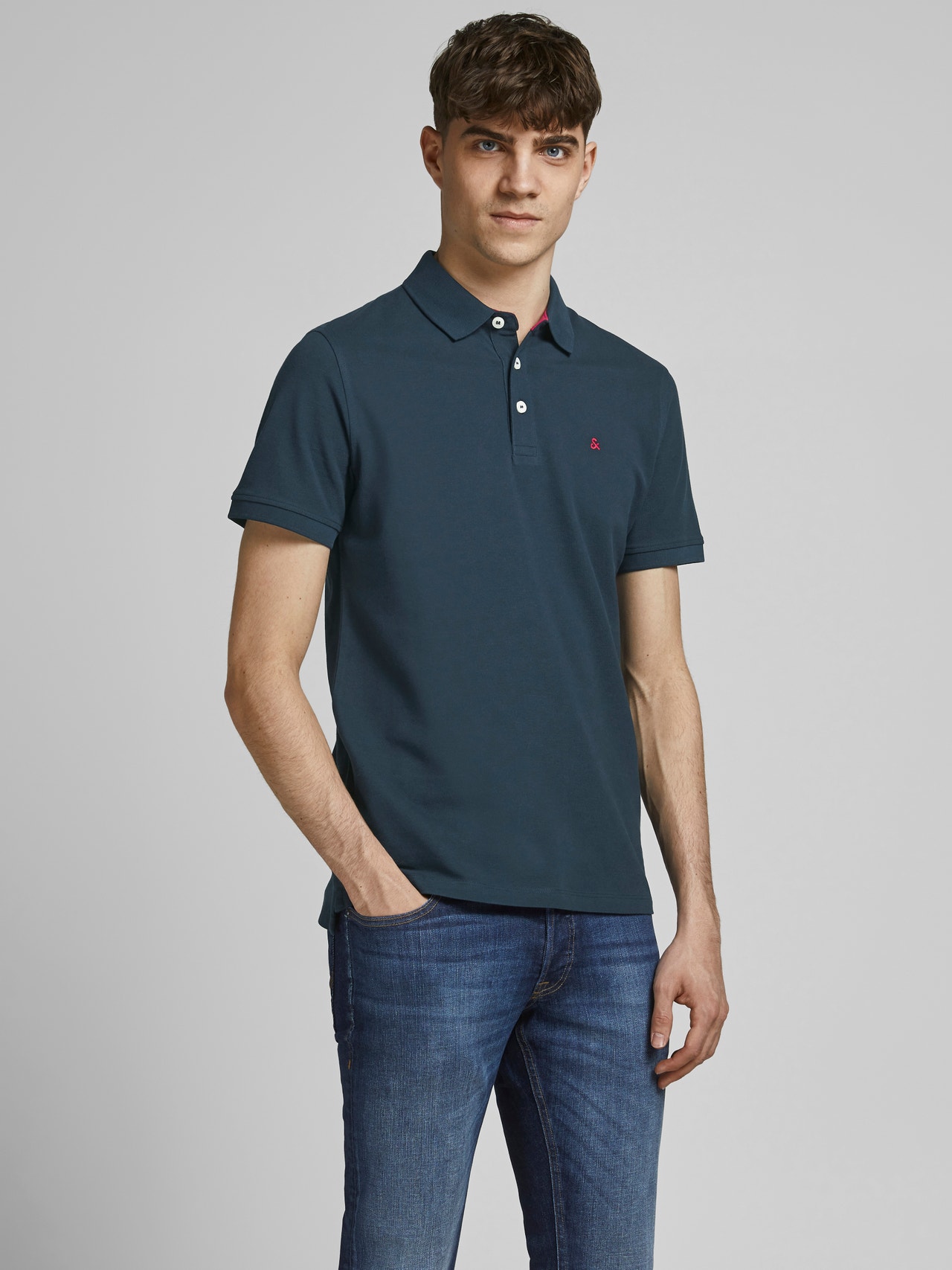 Jack & Jones Plain Polo T-shirt -Navy Blazer - 12136668