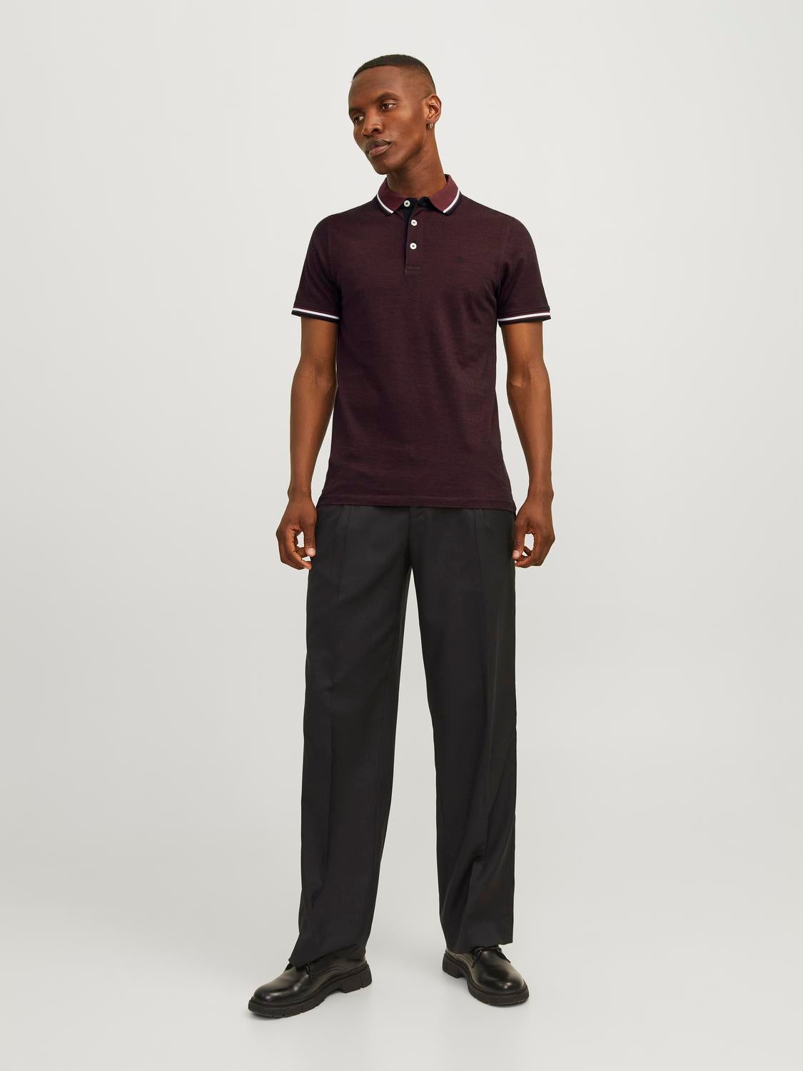 Plain Shirt collar Polo Dark Red Jack Jones