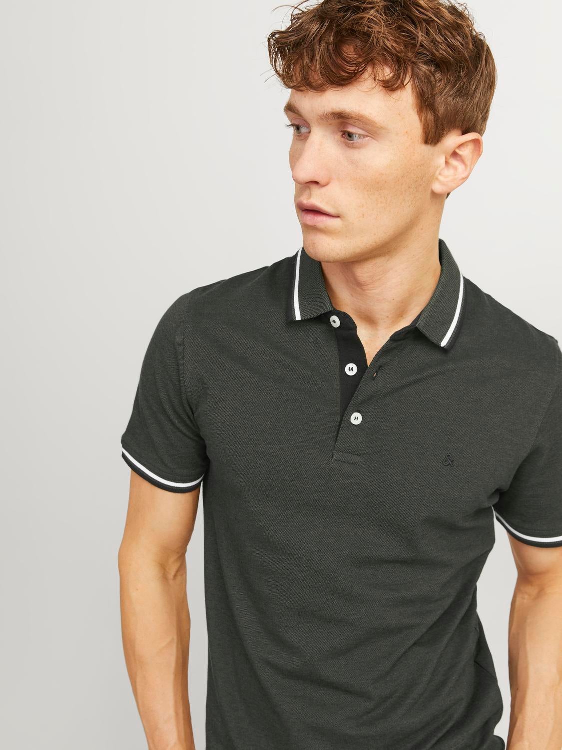 Einfarbig Polo T-shirt | Dunkelgrün | Jack & Jones®