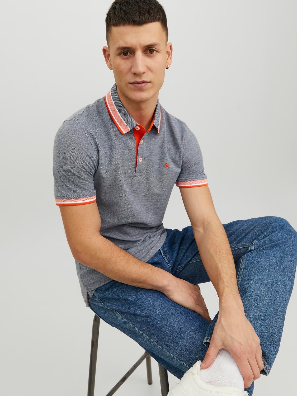 Grey polo with jeans best sale