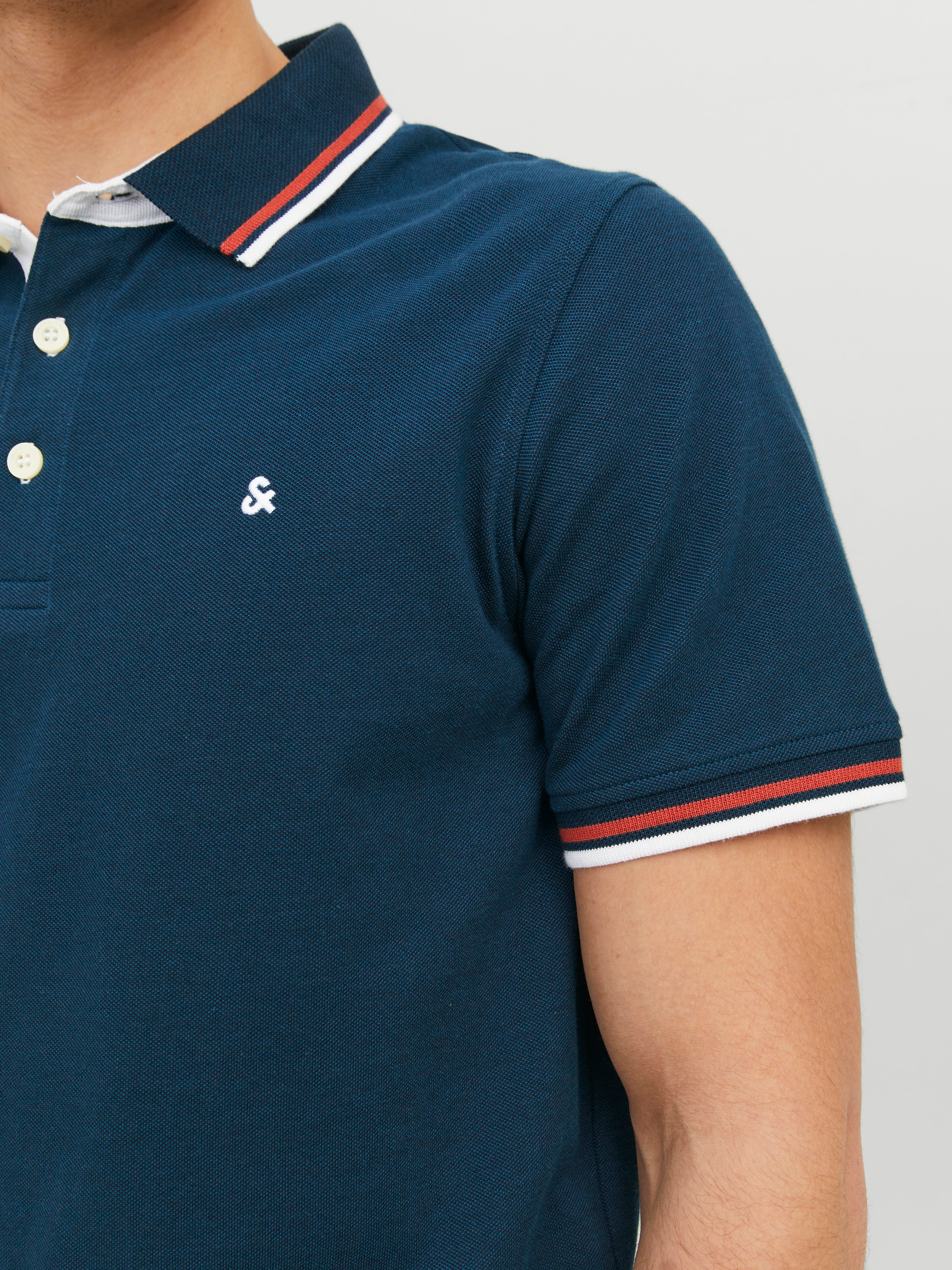 Einfarbig Polo T-shirt | Mittelblau | Jack & Jones®