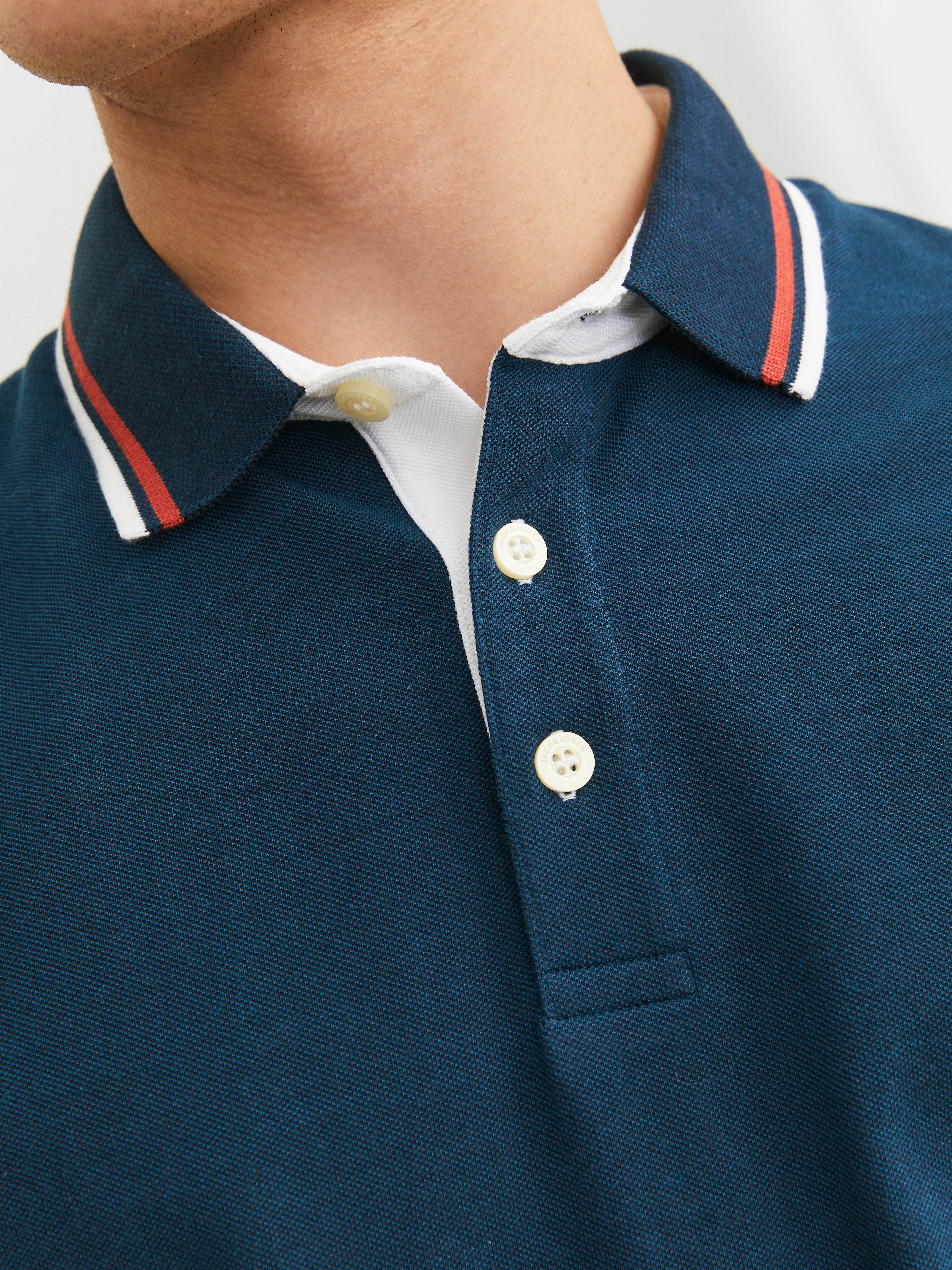 Einfarbig Polo T-shirt | Mittelblau | Jack & Jones®
