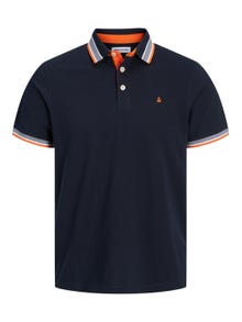 Jack & Jones Enfärgat Polo T-shirt -Black Navy - 12136668