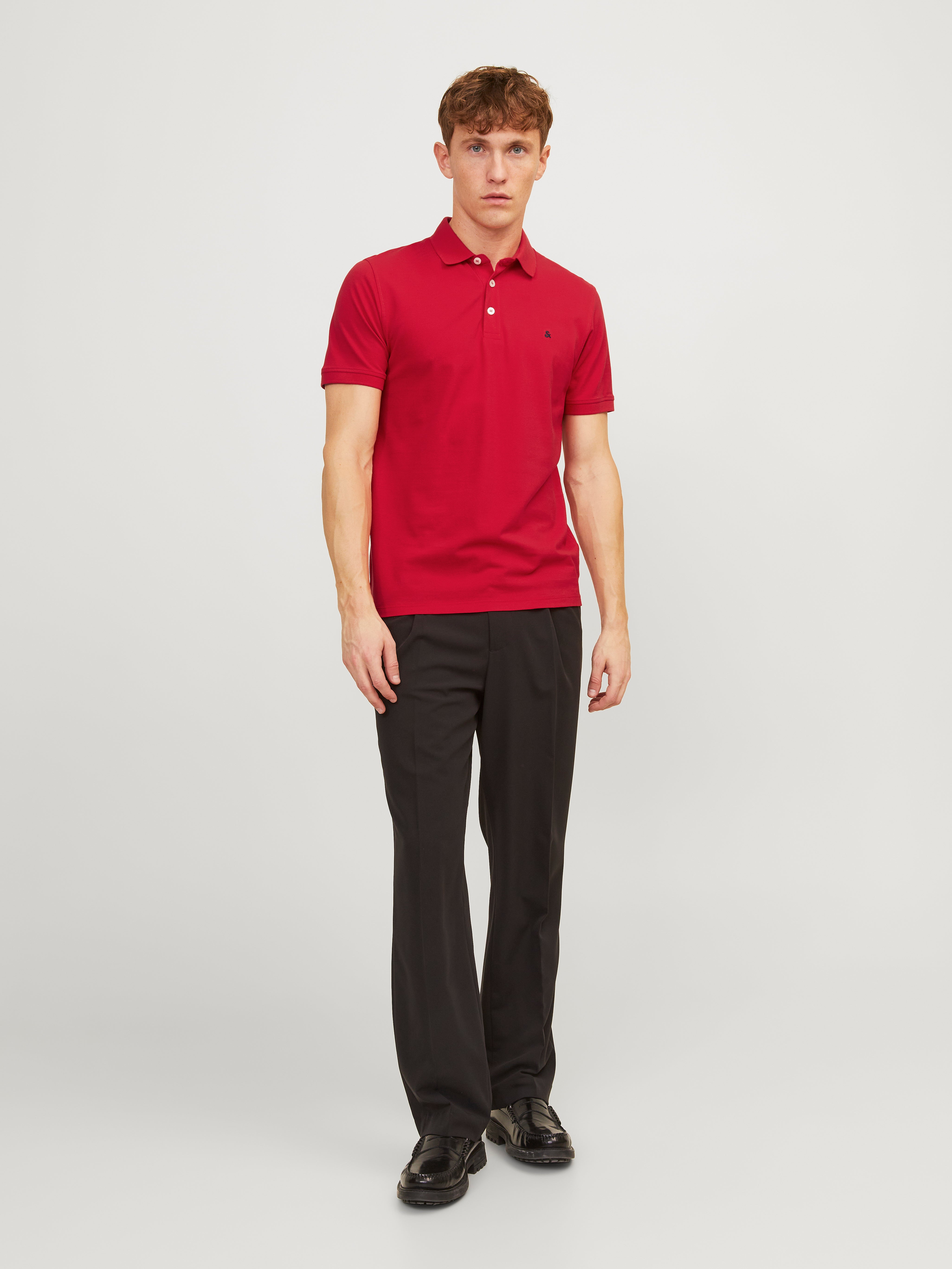 Einfarbig Polo T-shirt | Dunkelrot | Jack & Jones® 