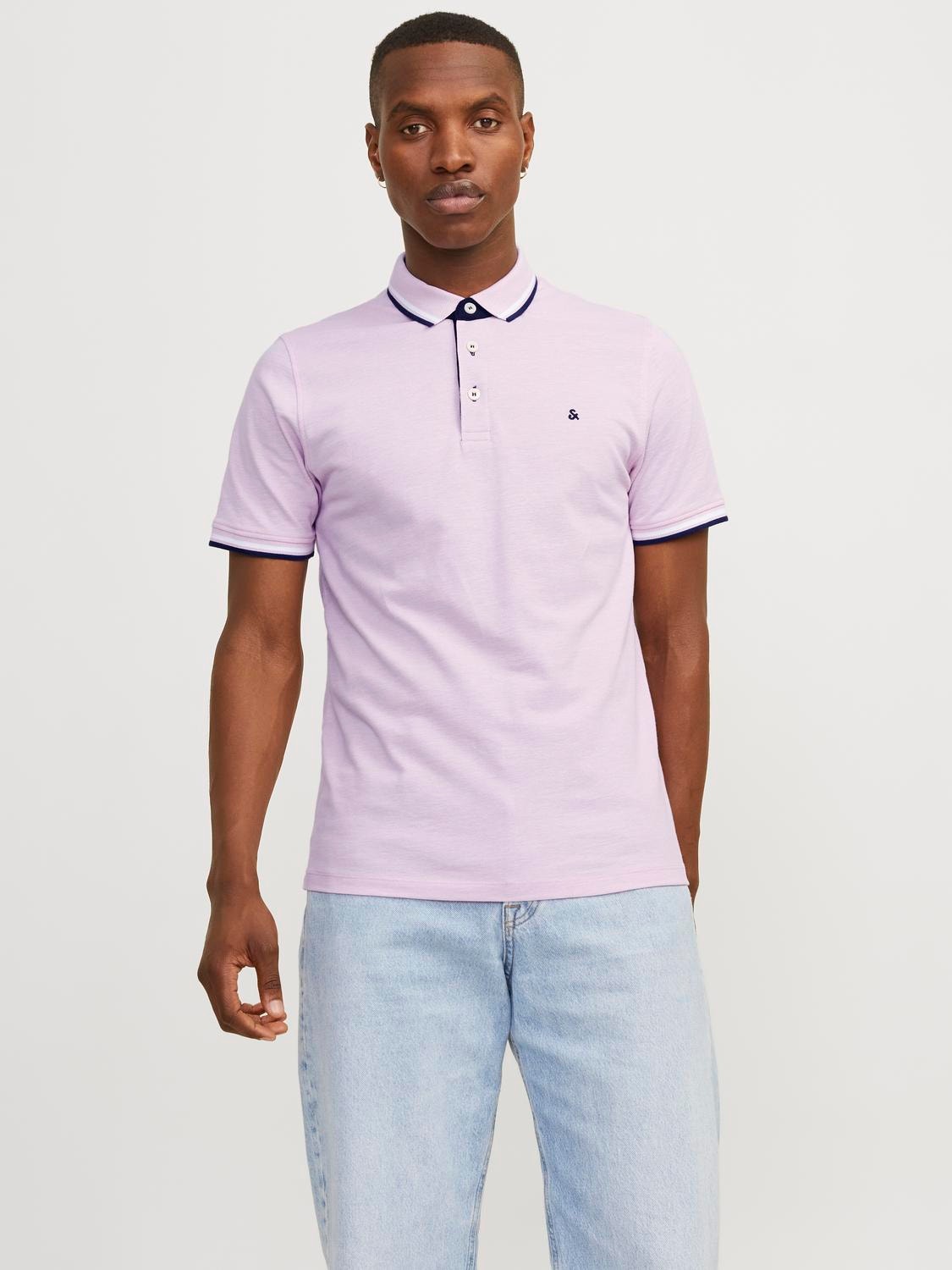 Jack & Jones Enfärgat Polo T-shirt -Pink Nectar - 12136668