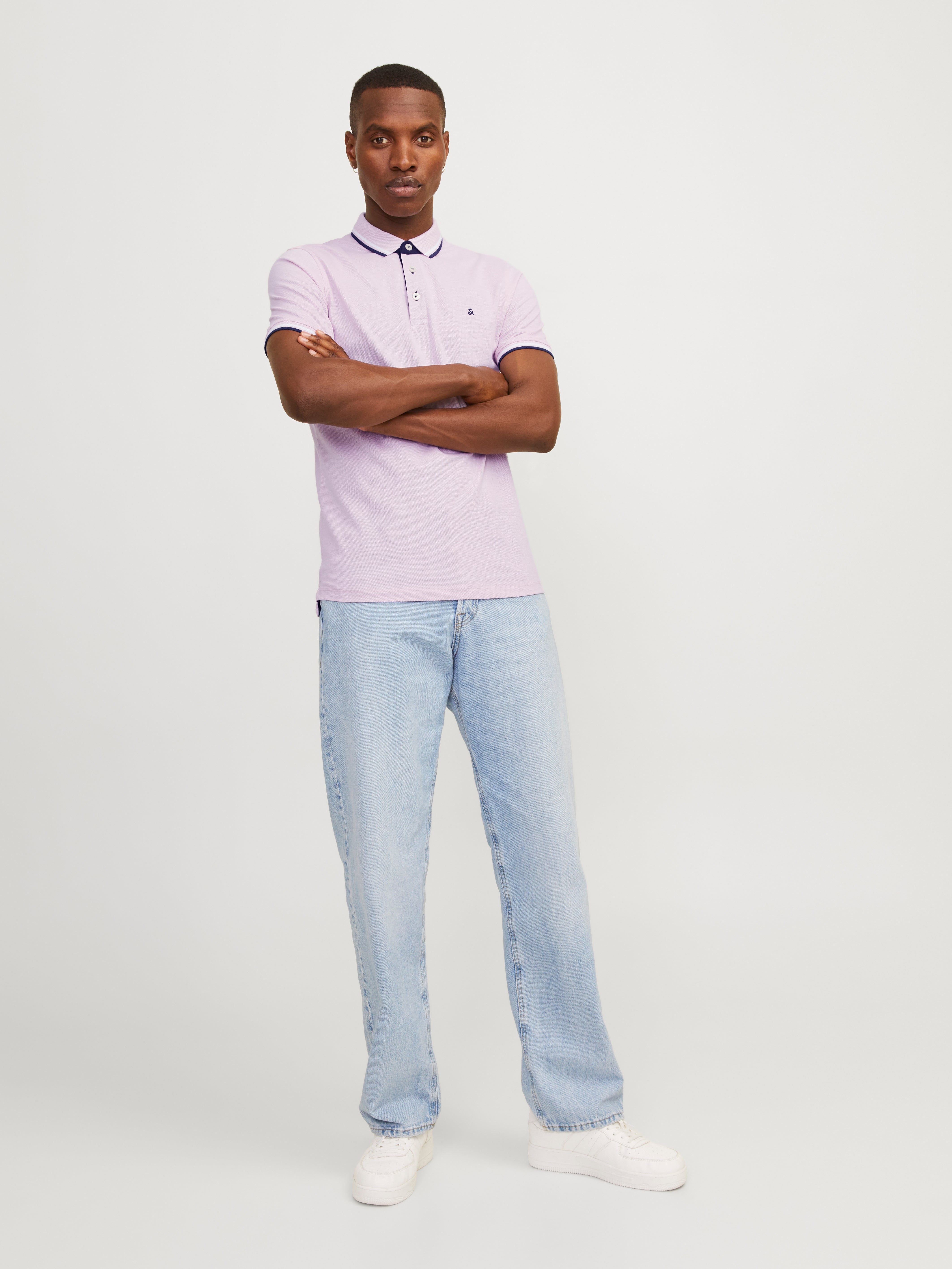 Jack & Jones Gładki Polo T-shirt -Pink Nectar - 12136668