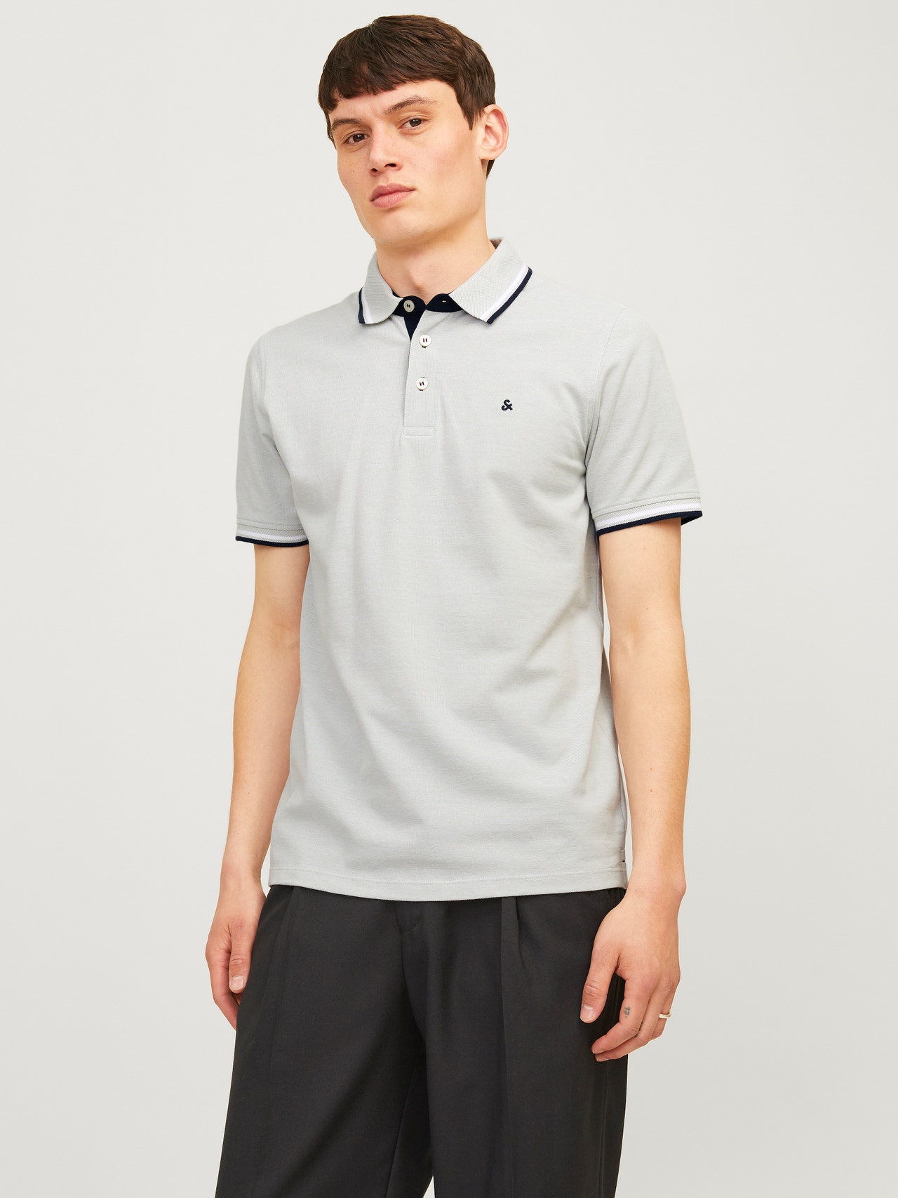 Jack & Jones Einfarbig Polo T-shirt -Puritan Gray - 12136668