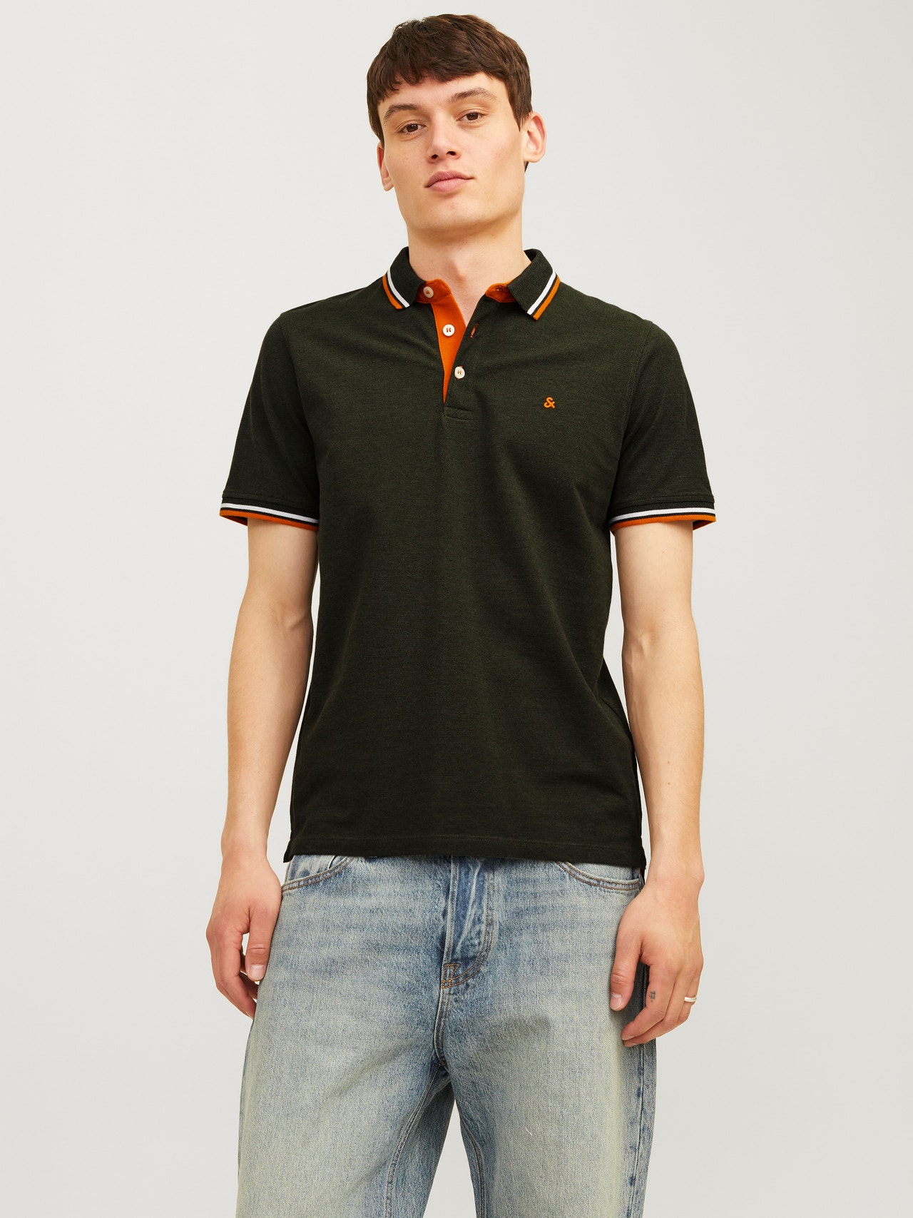 Jack & Jones Enfärgat Polo T-shirt -Kombu Green - 12136668