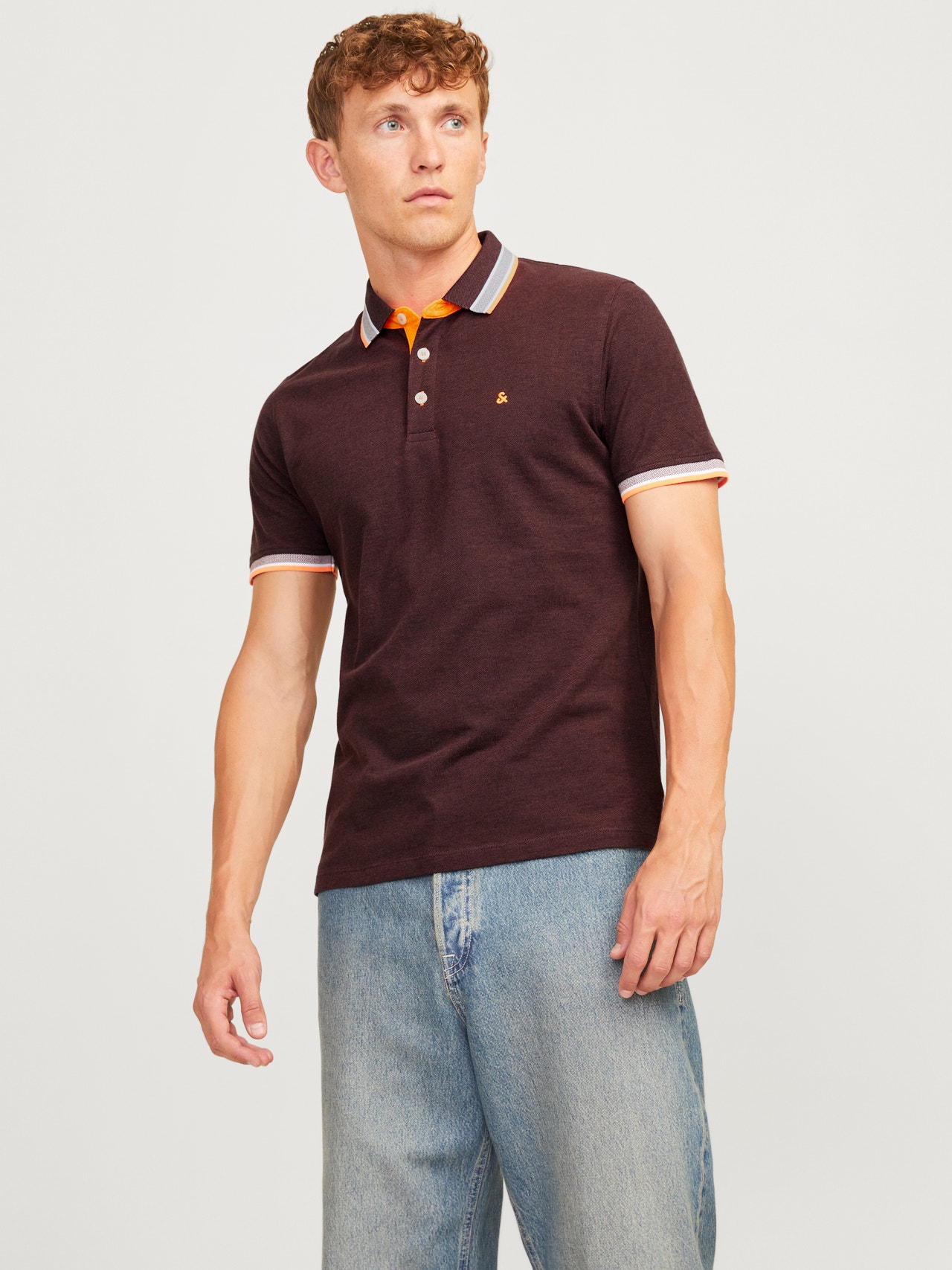 Jack & Jones Einfarbig Polo T-shirt -Vineyard Wine  - 12136668