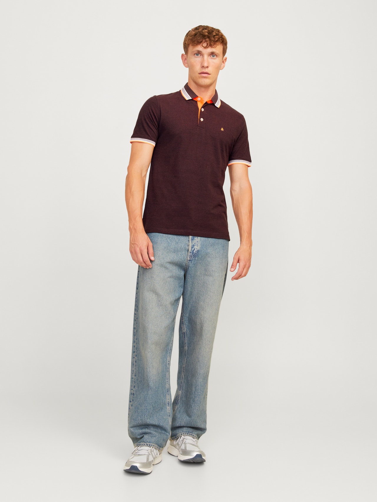 Jack & Jones Yksivärinen Polo T-shirt -Vineyard Wine  - 12136668