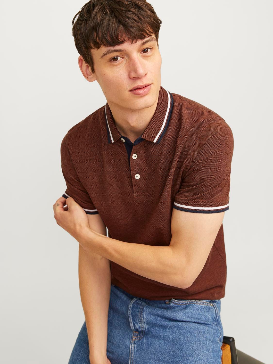 Jack & Jones Vienspalvis Polo kaklas Marškinėliai -Mocha Bisque - 12136668