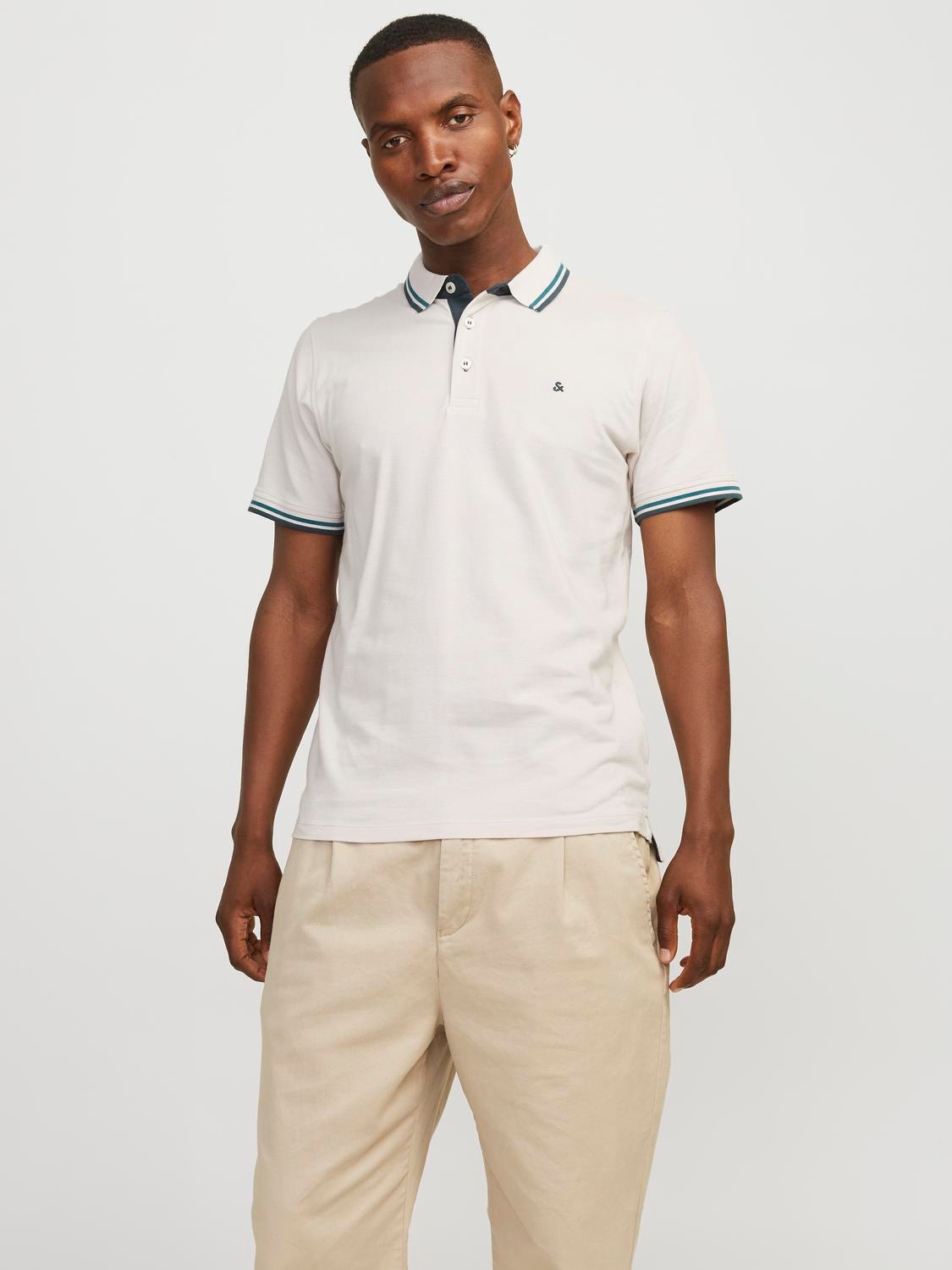 Jack & Jones Vienspalvis Polo kaklas Marškinėliai -Moonbeam - 12136668