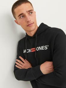 Jack & Jones Logo Hoodie -Black - 12137054
