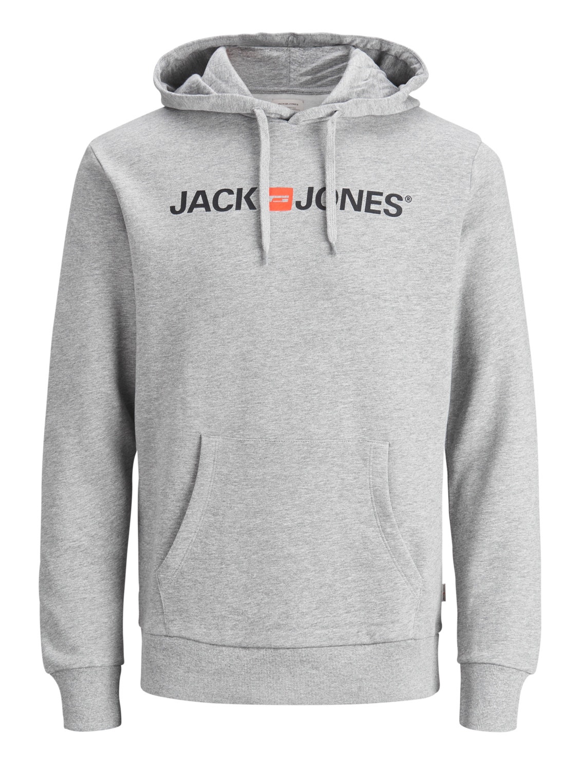 Jack & Jones Logo Hoodie -Light Grey Melange - 12137054