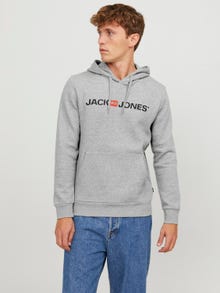 Jack & Jones Hoodie Logo -Light Grey Melange - 12137054