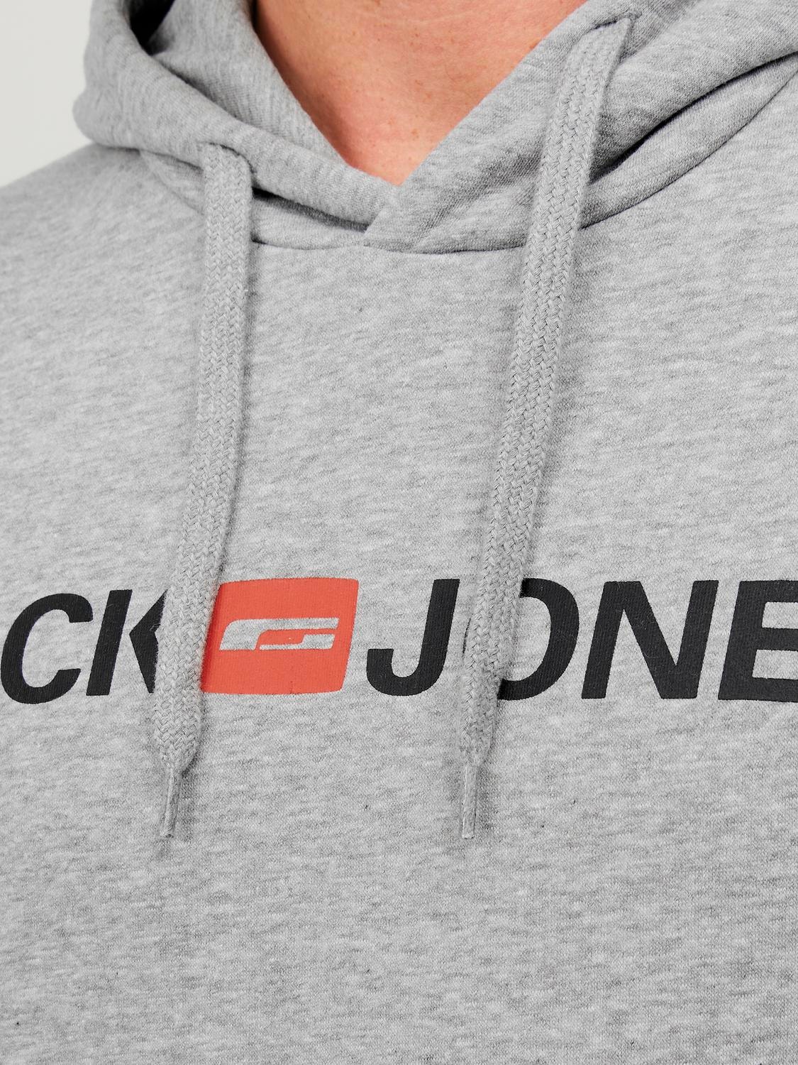 Jack & Jones Logotipas Megztinis su gobtuvu -Light Grey Melange - 12137054