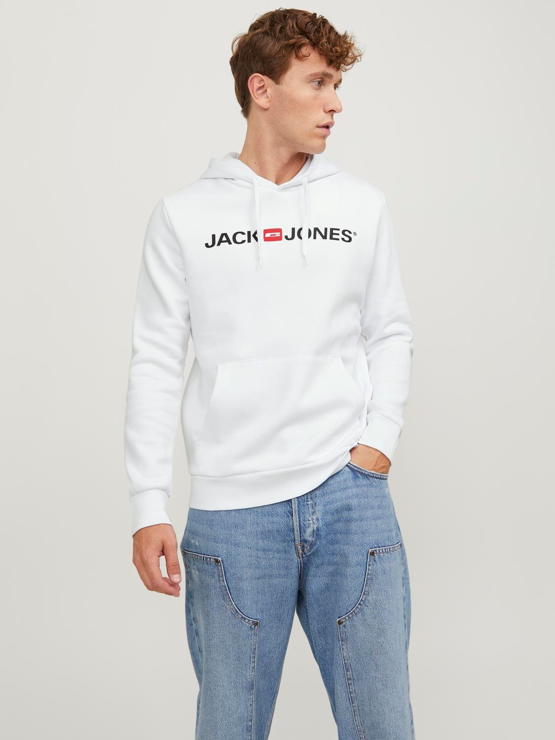 Jack & Jones Logo Hoodie -White - 12137054