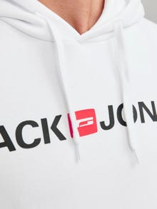 Jack & Jones Logotipas Megztinis su gobtuvu -White - 12137054