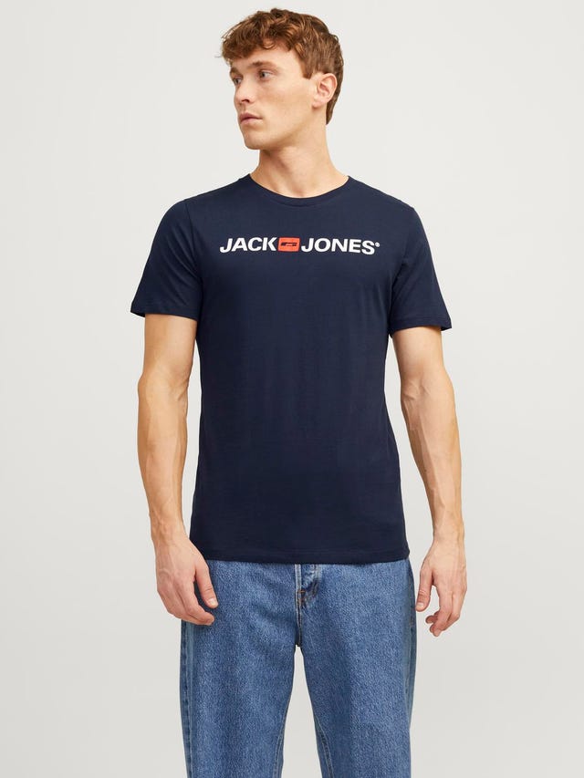 Jack & Jones Logo Kruhový výstřih Tričko - 12137126