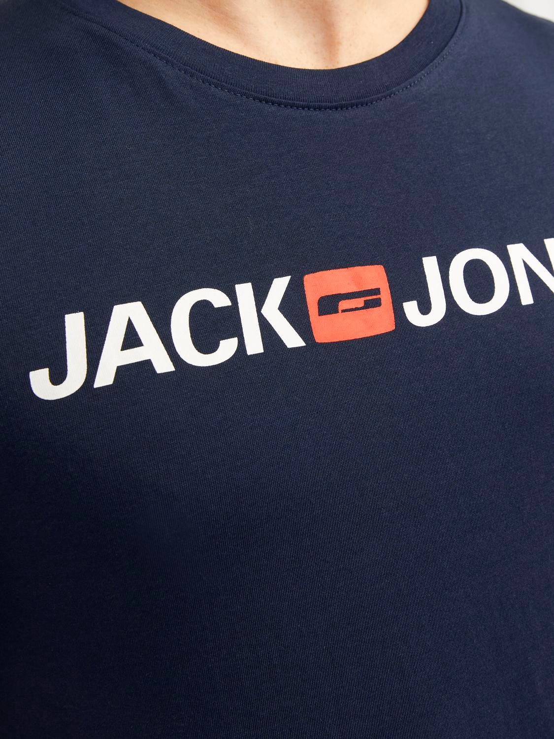 Jack & Jones Logo O-hals T-skjorte -Navy Blazer - 12137126