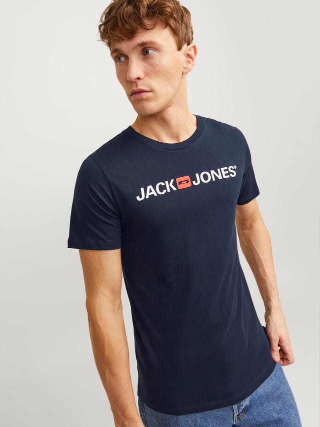 Jack & Jones Logo Ümmargune kaelus T-särk - 12137126