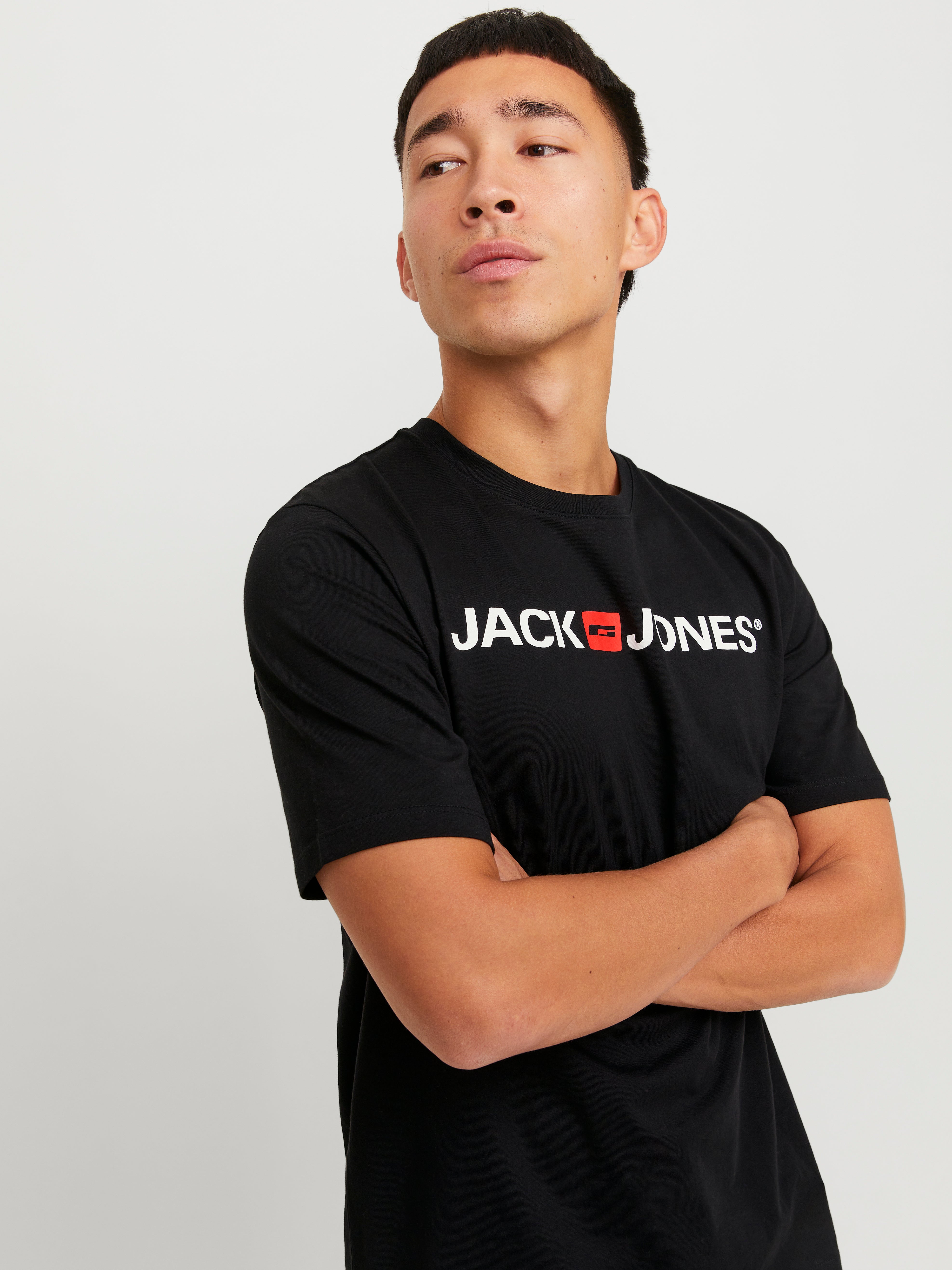 T-Shirt Bambino JACK&JONES JUNIOR JJECALEB Varsity - Nero, Girocollo, Manica Corta, Vestibilità Loose