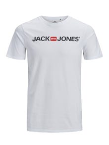 Jack & Jones Logo Ümmargune kaelus T-särk -White - 12137126