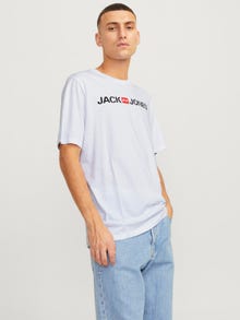 Jack & Jones Logo Kruhový výstřih Tričko -White - 12137126