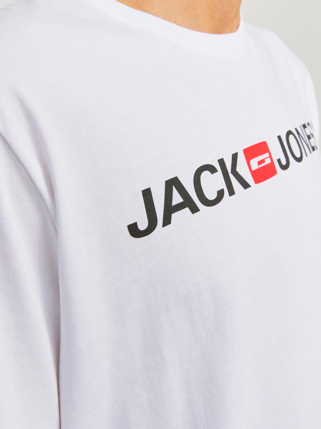 Jack & Jones Logotipas Apskritas kaklas Marškinėliai -White - 12137126