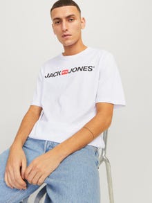 Jack & Jones Logo Pyöreä pääntie T-paita -White - 12137126