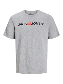 Jack & Jones Z logo Okrągły dekolt T-shirt -Light Grey Melange - 12137126