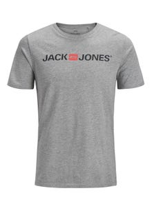Jack & Jones Logo O-Neck T-shirt -Light Grey Melange - 12137126