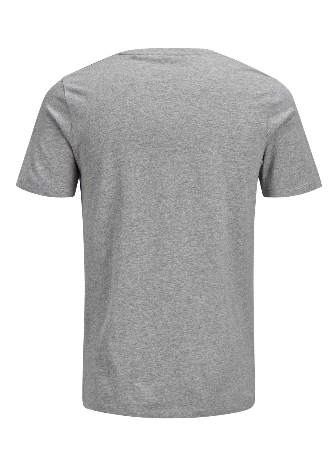 Jack & Jones Logotyp Rundringning T-shirt -Light Grey Melange - 12137126