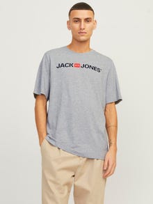 Jack & Jones Logo Ronde hals T-shirt -Light Grey Melange - 12137126