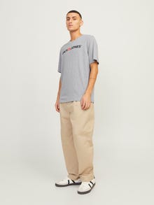 Jack & Jones Z logo Okrągły dekolt T-shirt -Light Grey Melange - 12137126