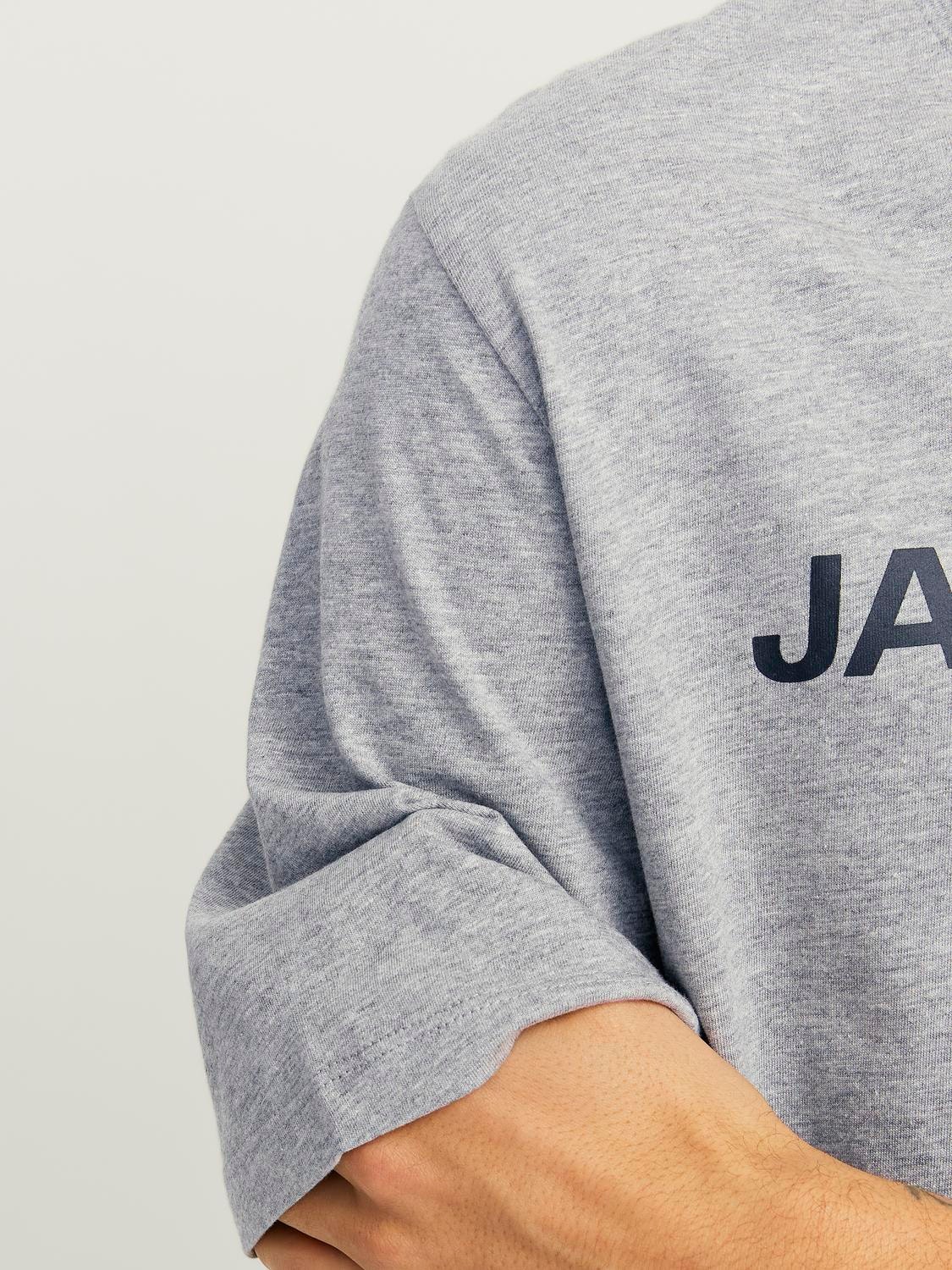 Jack & Jones Logotipas Apskritas kaklas Marškinėliai -Light Grey Melange - 12137126