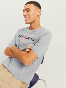 Jack & Jones Z logo Okrągły dekolt T-shirt -Light Grey Melange - 12137126