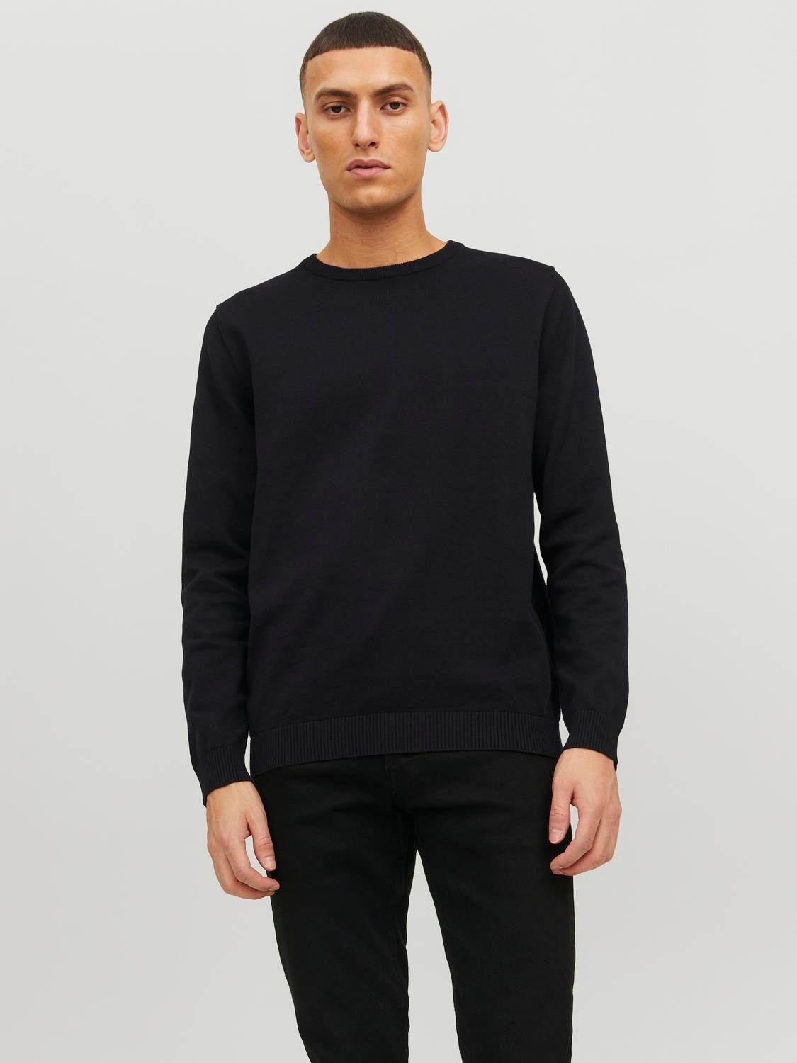 Jack & Jones crew neck jumper in light grey melange Jack & Jones crew neck jumper in light grey melange