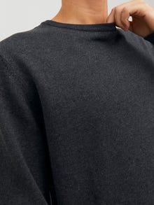 Jack & Jones Enfärgat Crewneck Stickad tröja -Dark Grey Melange - 12137190