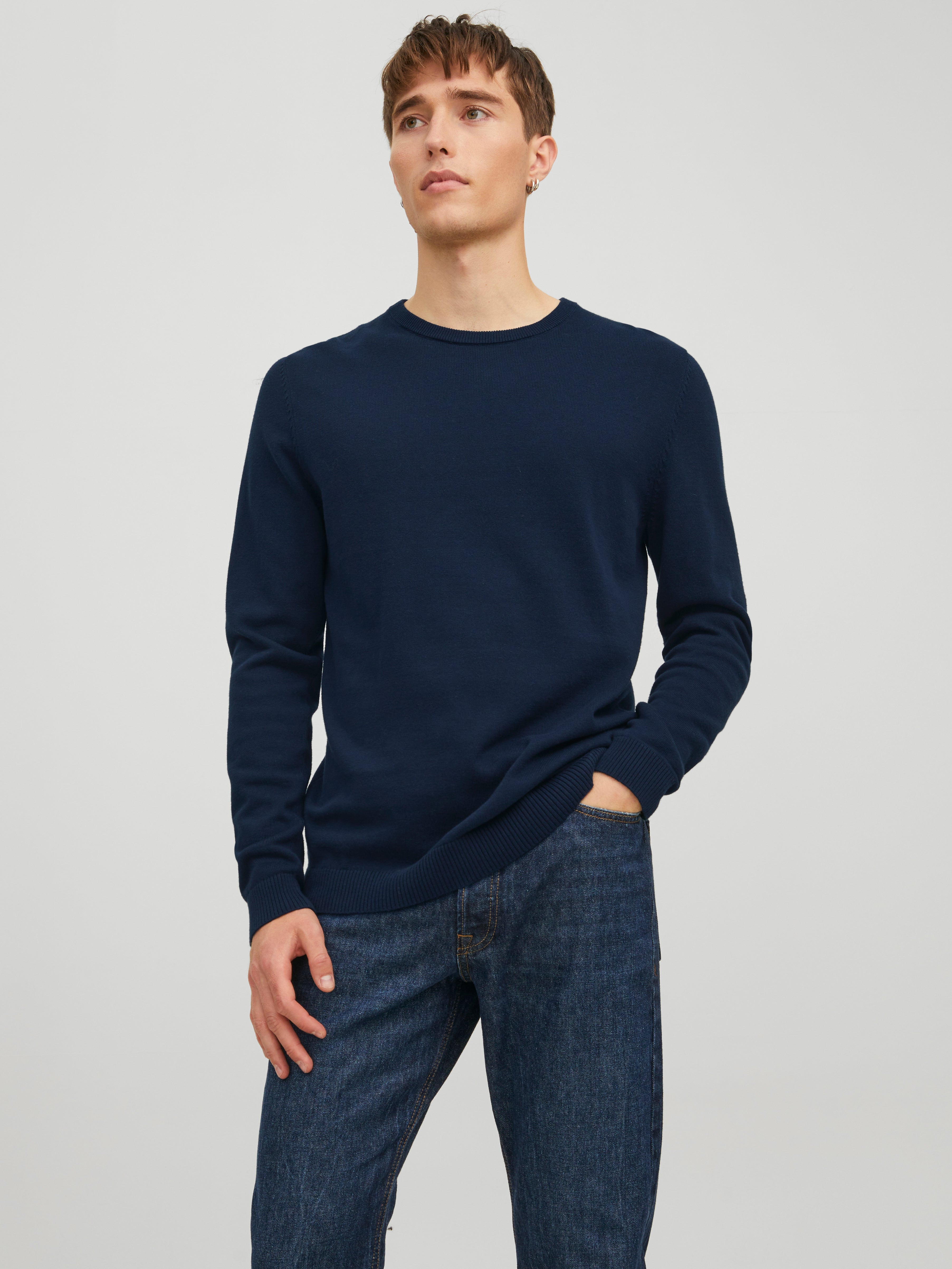 Pull En Maille Col Rond Marron Homme Jack & Jones | Destock Jeans