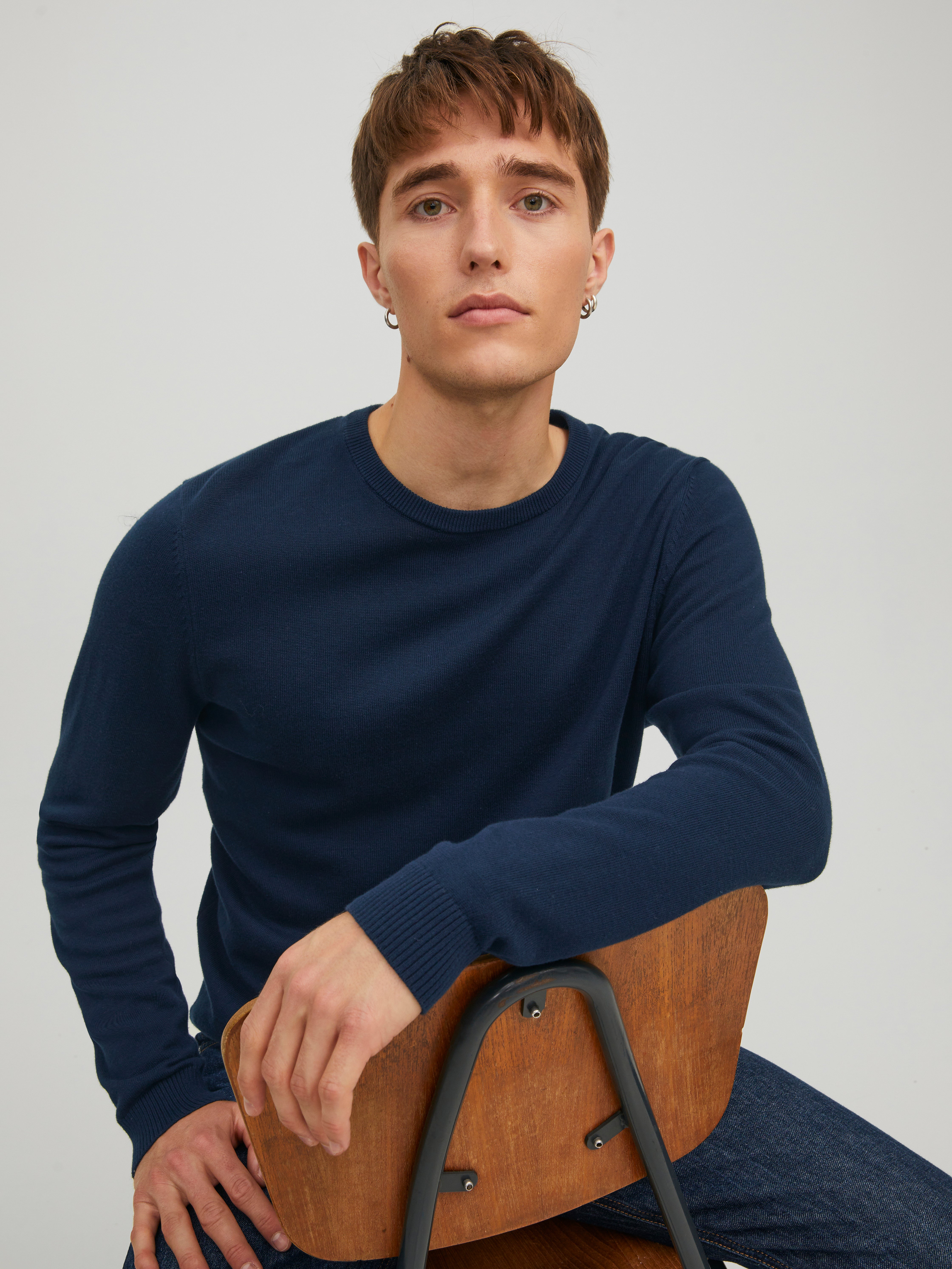 Einfarbig Strickpullover mit Rundhals | Dunkelblau | Jack & Jones®