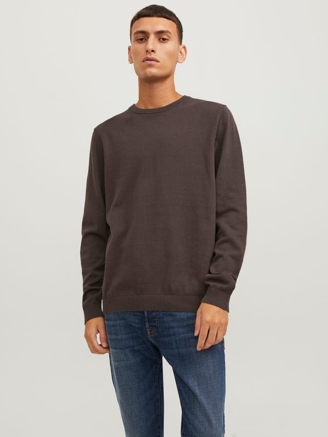 Jack & Jones Ensfarvet Striktrøje med rund hals - 12137190