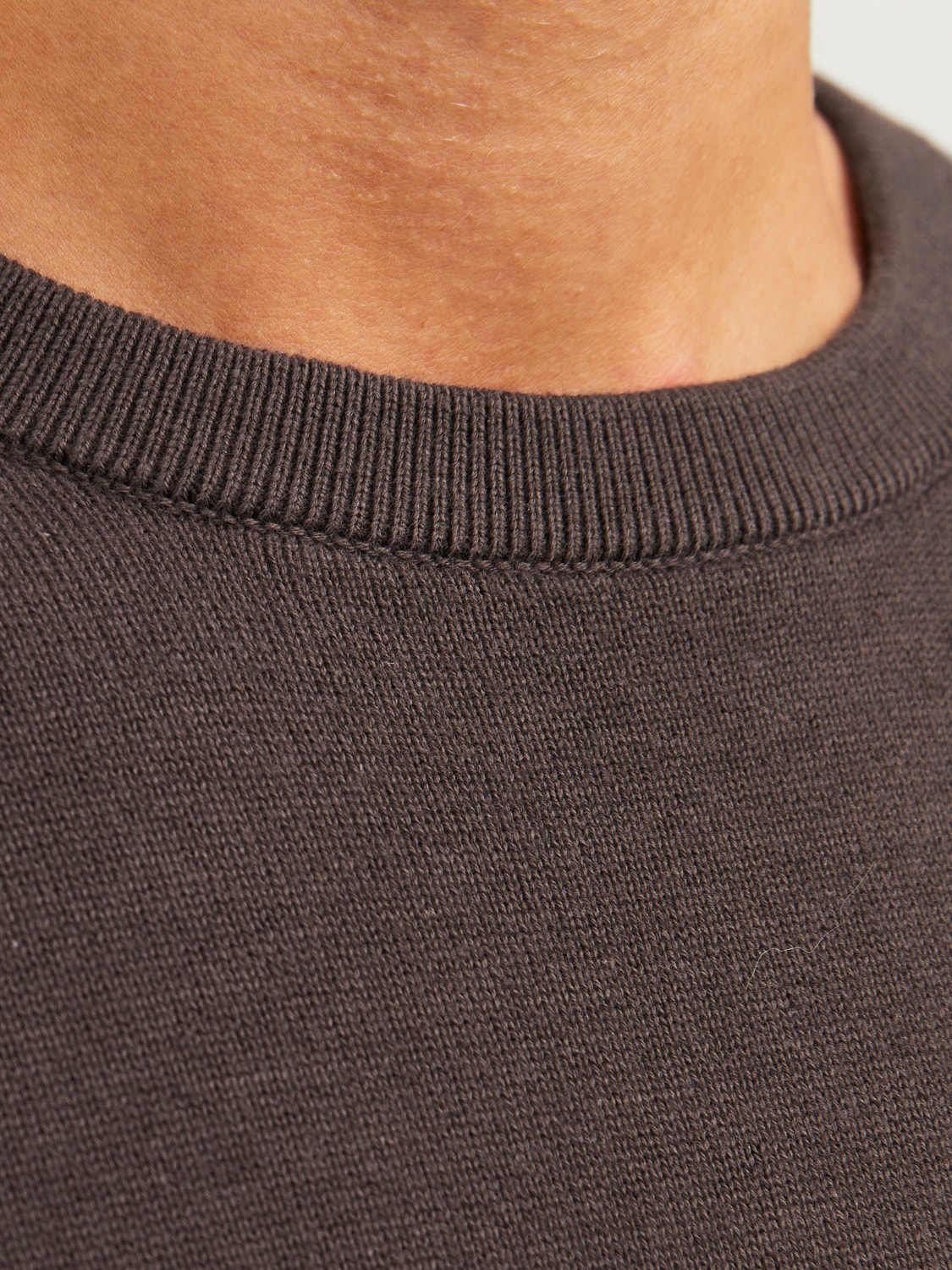 Jack & Jones Plain Crew Neck Jumper -Seal Brown - 12137190