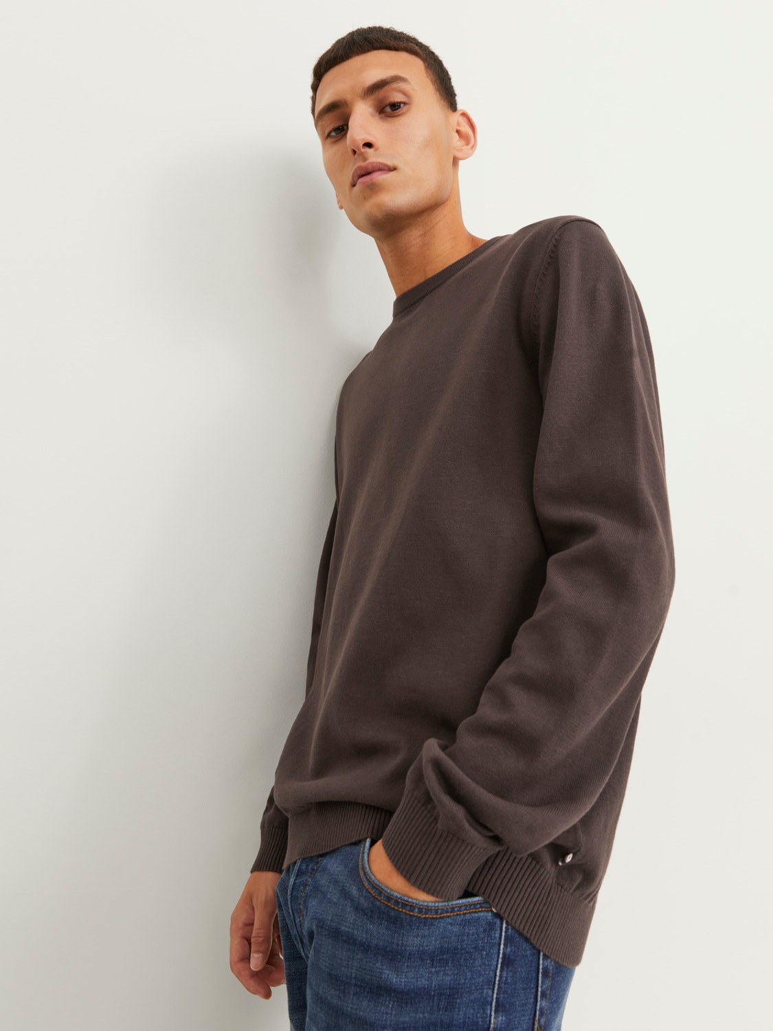 Jack & Jones Sima Személyzeti nyakú pulóver -Seal Brown - 12137190