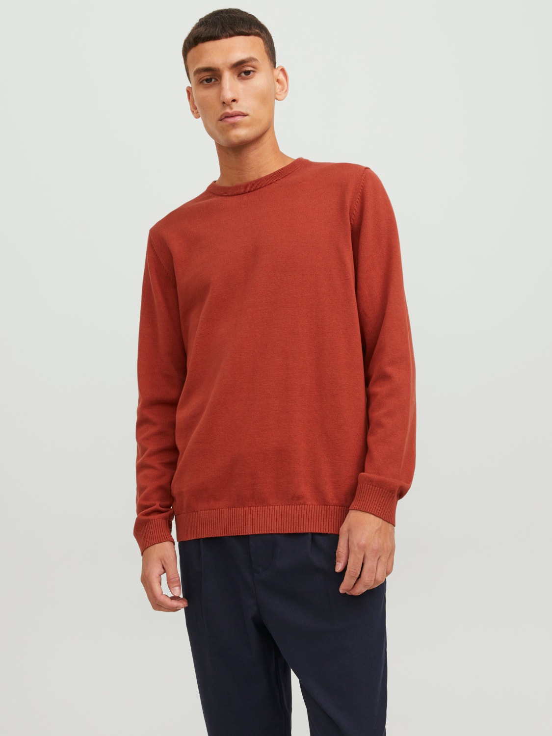 Jack & Jones Plain Crew Neck Jumper -Cinnabar - 12137190